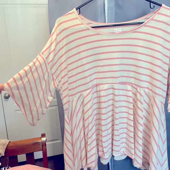 True craft top EUC medium baby doll style pink and cream striped smoke free - Picture 6 of 6